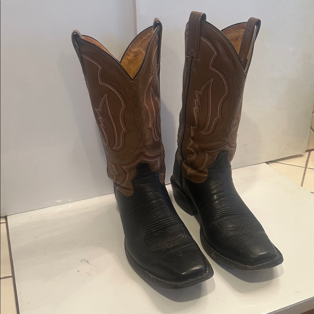 Tony Lama Tan and Brown Leather Boots
